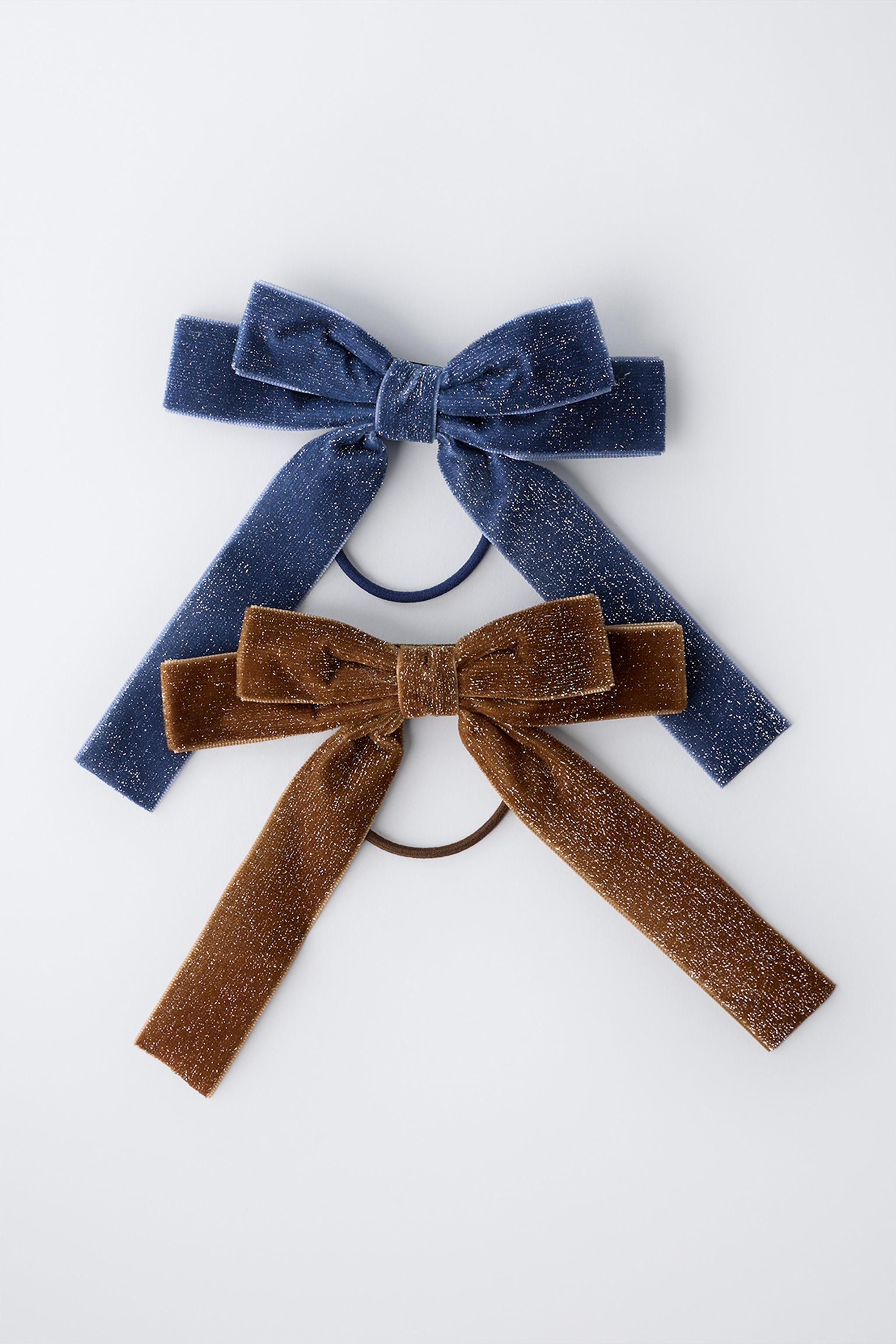 TWO-PACK OF SHINY VELVET BOW HAIR TIES